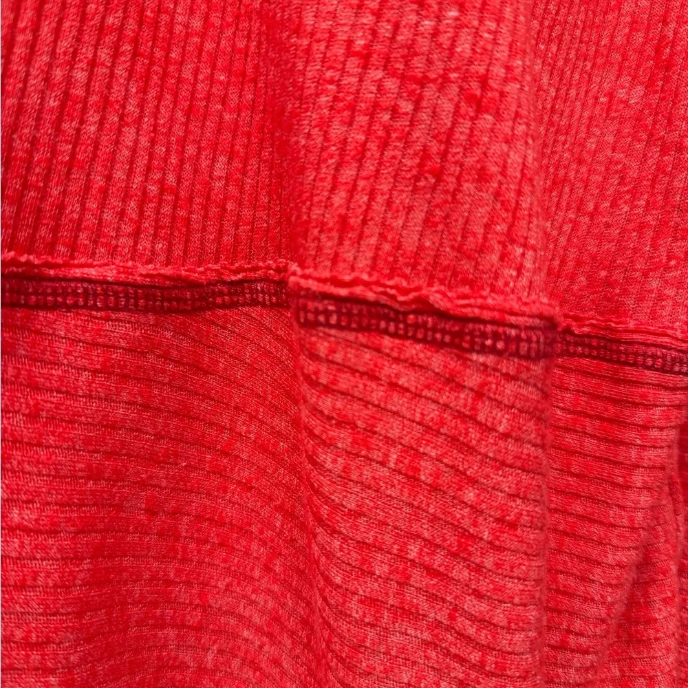 We The Free Free People Red Ribbed Knit Oversized Tunic Top Size XS Off Shoulder
